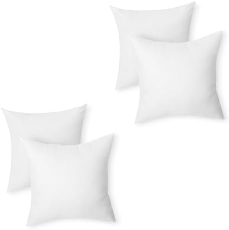 Amazon Basics Square Hypoallergenic Pillow Insert, Sofa Bed Couch Decorative Stuffer, 18", 4 Pack