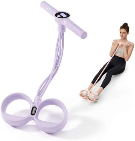 YOTTOY Smart Foot Pedal Puller with Digital Counter, Pedal Puller Resistance Band System with Handles for Full Body Stretching Yoga Home Workout