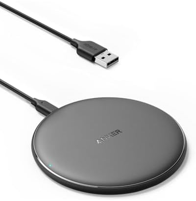 Anker 313 Wireless Charger (Pad), Qi-Certified, 10W Max Fast Charging for Samsung, Compatible with iPhone 16 Plus/15 Plus/14 Plus/12, AirPods (No AC Adapter, Not MagSafe Magnetic Charging Compatible)