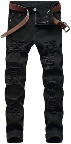 Men's Ripped Skinny Slim Fit Stretch Distressed Destroyed Jeans Denim Pants