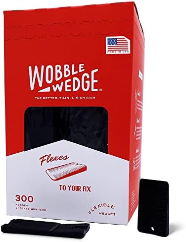 Wobble Wedges Flexible Plastic Shims - Leveling Shims for Home Improvement, Furniture Levelers, Table, and Toilet for Leveling - Made in USA Plastic Wedges Shim for Appliances (Black, 300-Pack)