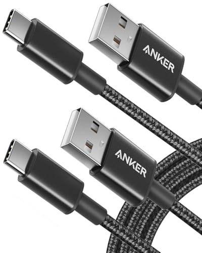Anker Cable [2 Pack 6ft], USB A to USB C Cable for iPhone 17 Series,Samsung Galaxy S10 S10+, LG V30, Beats Fit Pro and More (Black).