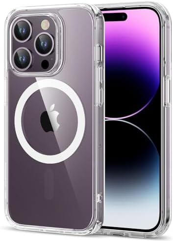 ESR for iPhone 14 Pro Case, Compatible with MagSafe, Shockproof Military-Grade Protection, Yellowing Resistant, Magnetic Classic Hybrid Case (HaloLock), Clear