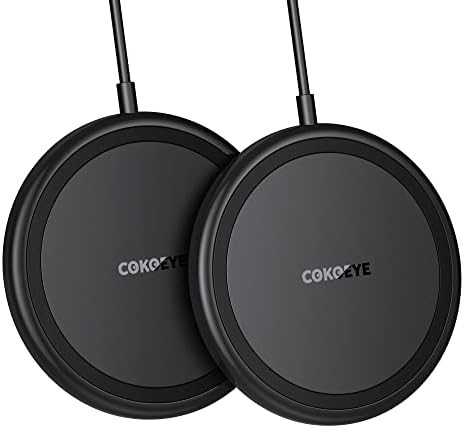 COKOEYE Wireless Charger, 15W Max Fast Wireless Charging Pad 2-Pack Compatible with iPhone 17/17 Air/17 Pro/17 Pro Max/16/15/14/13/12/Samsung S24/S24Ultra/S23Ultra/S22/S21,AirPods Pro2