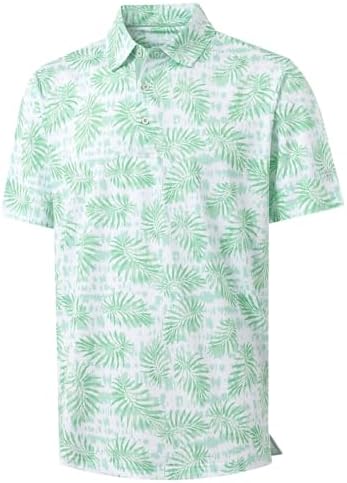 M MAELREG Mens Golf Shirt Short Sleeve Dry Fit Print Moisture Wicking Performance Patterns Collared Polo Shirt