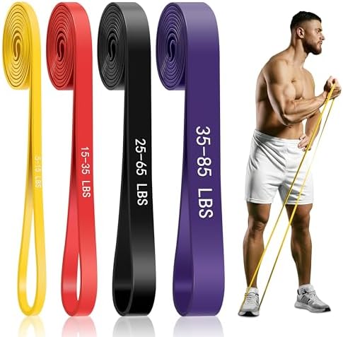Resistance Bands for Working Out, 4-Level Pull Up Assistance Bands, Exercise Bands for Women & Men, Stretch Workout Bands for Full-Body Training, Fitness, Physical Therapy, Pull Up Bands at Home, Gym