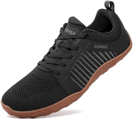 ATHMILE Men's Barefoot Shoes Wide Toe Box Trail Running Walking Shoes Zero-Drop Sole Lightweight Grounding Minimalist Sneakers Athletic Training Lifting Shoes for Gym Hiking Workout Cycling