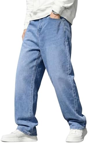 JMIERR Men's Baggy Jeans Wide Leg Skater Hip Hop Denim Pants Loose Fit Streetwear