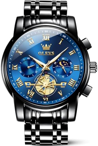 OLEVS Watches Men Waterproof Luxury Big Face Mens Watch Stainless Steel Quartz Analog Dress Watches for Men Luminous Multifunction Man Watch Relojes De Hombre