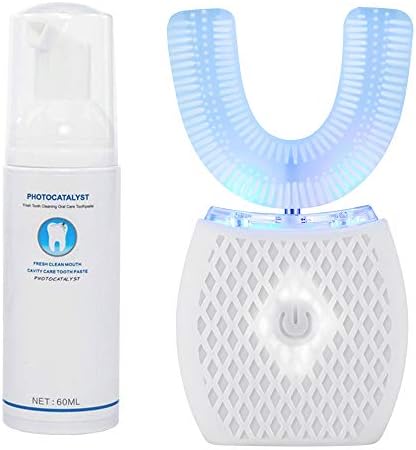 Ultrasonic Toothbrush for Adults, Automatic Ultrasonic Toothbrush for Teeth Whitening, Rechargeable Electric Ultrasonic Toothbrush for Home and Travel Use, 360° Mouth Cleansing (White)