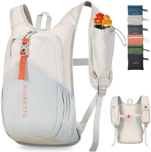 FIORETTO 15L Hiking Backpack for Women Men Mini Packable Backpack Lightweight Small Daypack for Camping Travel Outdoor, Beige