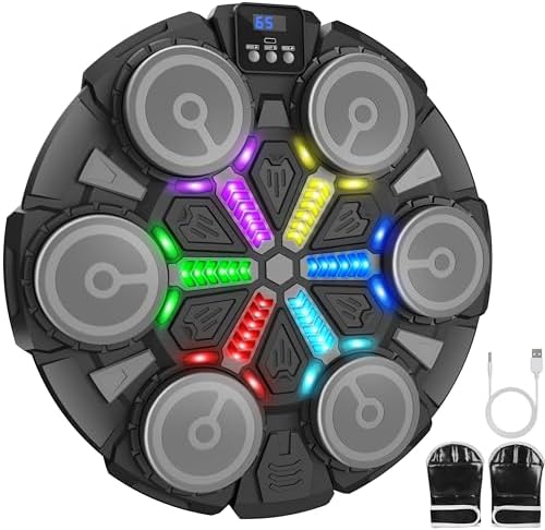 Music Boxing Machine Sport Toys for Kids and Adults,Wall Mounted Bluetooth Smart Punching Target,Training Pad Toy with Boxing Glove,Ideas Toys for Boys Girls Kids 3 4 5 6 7 8 9 10 11 12+ Years Old
