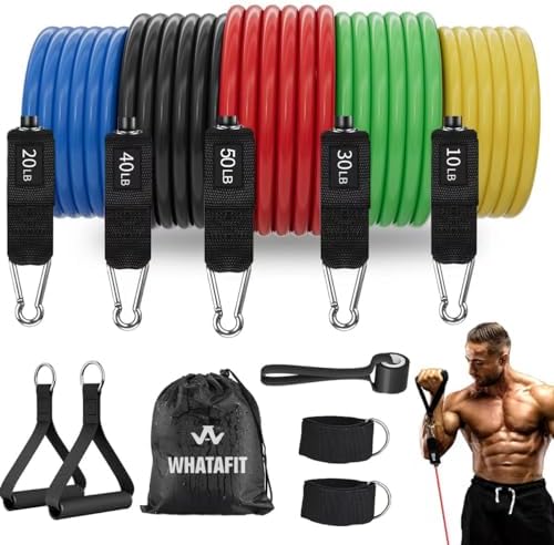WHATAFIT Resistance Bands, Exercise Bands，Resistance Bands for Working Out, Work Out Bands with Handles for Men and Women Fitness, Strength Training Home Gym Equipment