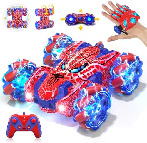 Spider Gesture Sensing Remote Control Car, Double Sided RC Cars with Full-Body Light, 2.4GHz Hand Controlled Rechargeable RC Stunt Car Toys for Boys 4 5 6 7 8 9 10 11 12