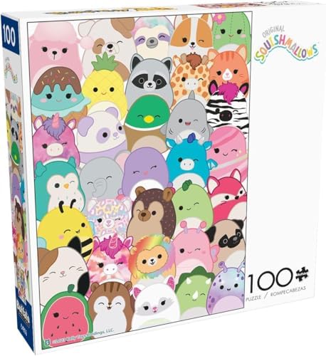 Buffalo Games - Squishmallows Buddies 100 Piece Jigsaw Puzzle, Family Puzzle Ages 6+, Made in USA, Recycled Premium Board, Full-Color Poster