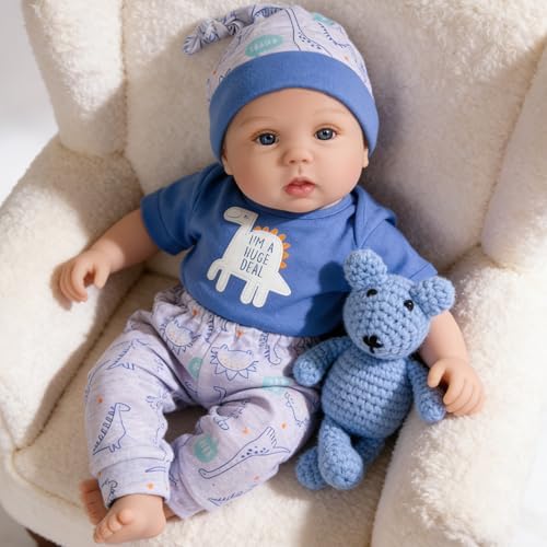 Milidool Lifelike Reborn Baby Dolls Boy - 18-Inch Baby Soft Body Realistic-Newborn Baby Dolls Cloth Body Real Life Baby Dolls with Toy Accessories for Kids Age 3 4 5 6 7 +
