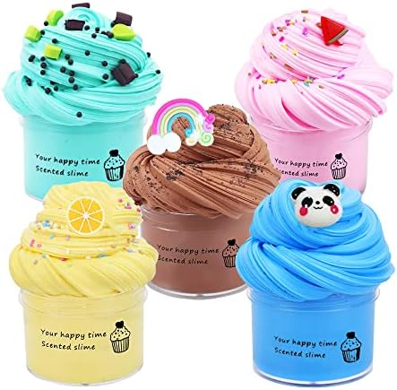 5 Pack Butter Slime Kit,Birthday Gifts for Kids,Party Favors for Girls and Boys,Non-Sticky,Super Soft Stress Relief Toy