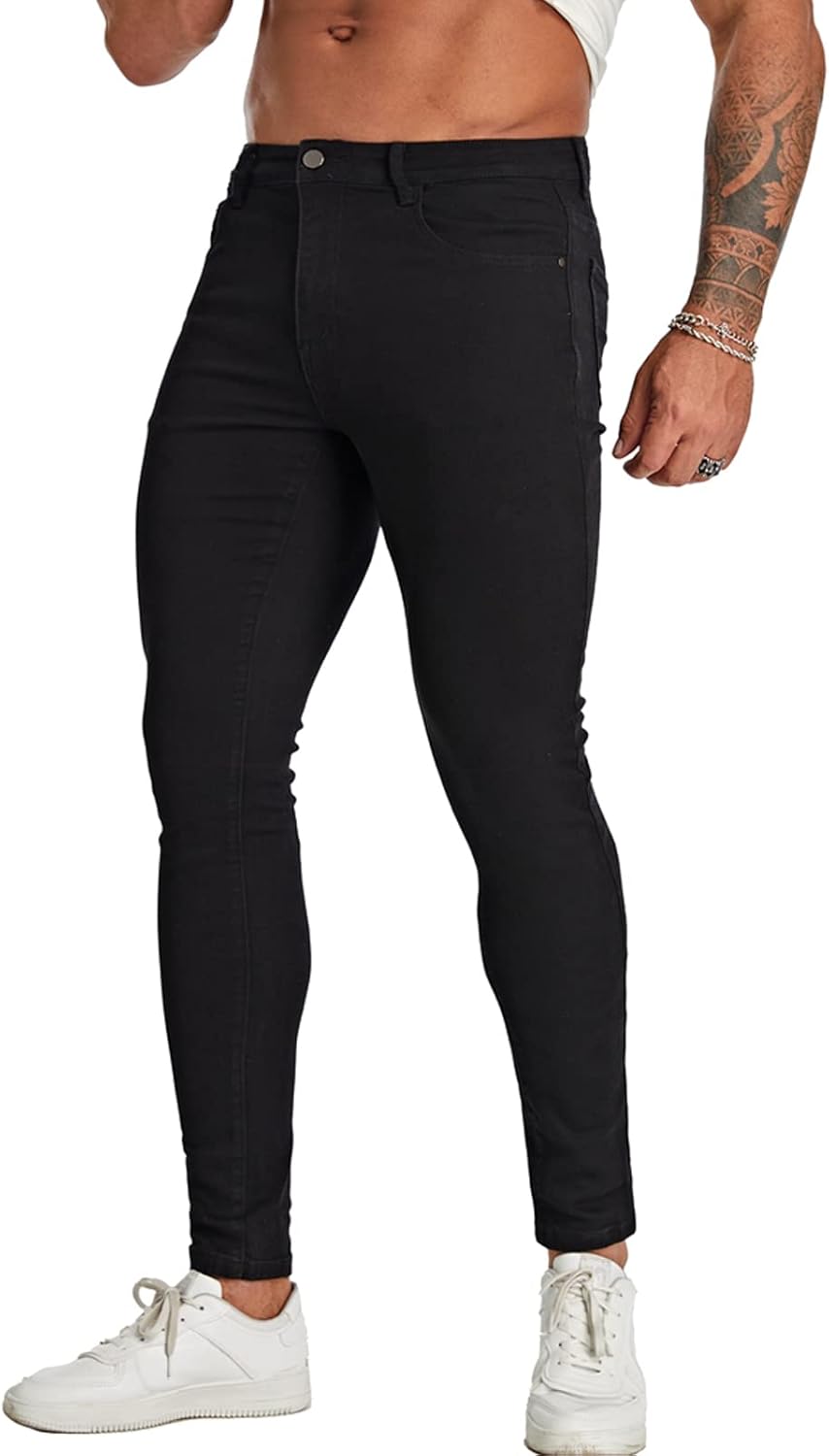 FIILIMER Men's Super Skinny Stretch Tapered Leg Slim Fit Ripped Distressed Jeans\u2026