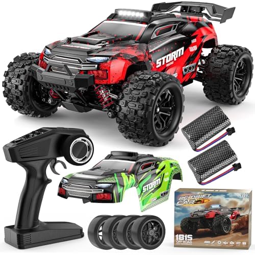 1:18 RC Cars, 2.4GHz 4WD High Speed 40 KM/H Remote Control car with Drift Wheel, All Terrain Off Road Monster Truck RC Drift Car with Gyro for Adults Boys 8-12