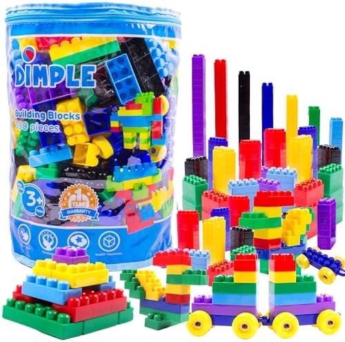 Dimple Building Blocks for Toddler (300 Pcs) Stacking Toys & Puzzle Games for Learning and STEM Fun Montessori Toys, Educational Baby Blocks Age 3+ Toddler Boy & Girl Birthday for Kids