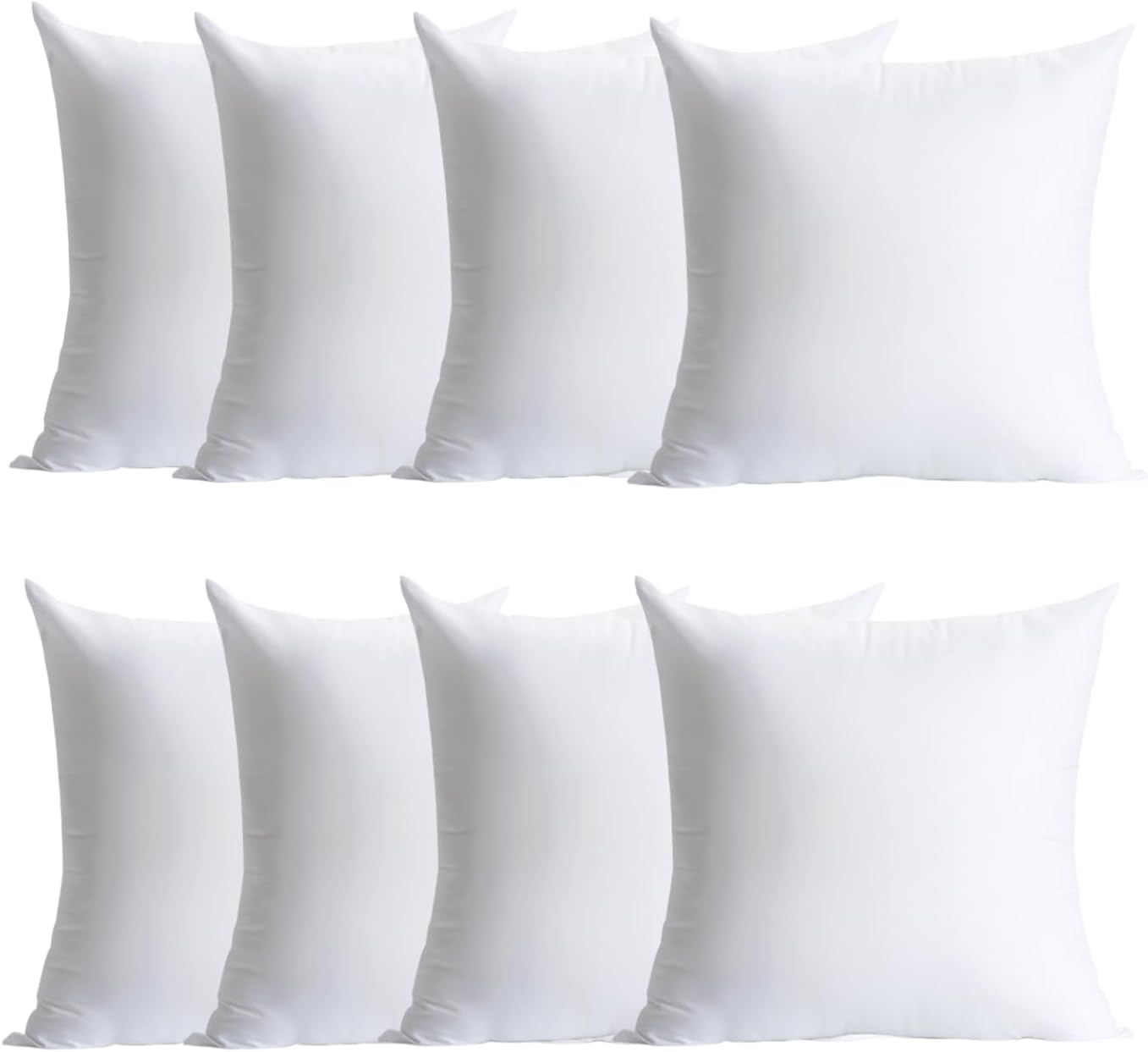 Calibrate Timing Plush and Durable Throw Pillow Inserts - 18 x 18 inches Set of 8, Hypoallergenic Polyester Fiber Fill - Perfect for Decorative Cushion Covers, Sofa and Bed Accent