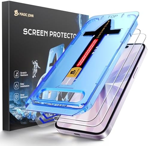 MAGIC JOHN 2 Pack for iPhone 17 6.3 inch Tempered Glass Screen Protector, Auto Dust-Elimination, Bubble Free, HD Clear, Easy Installation,iPhone 17 6.3''
