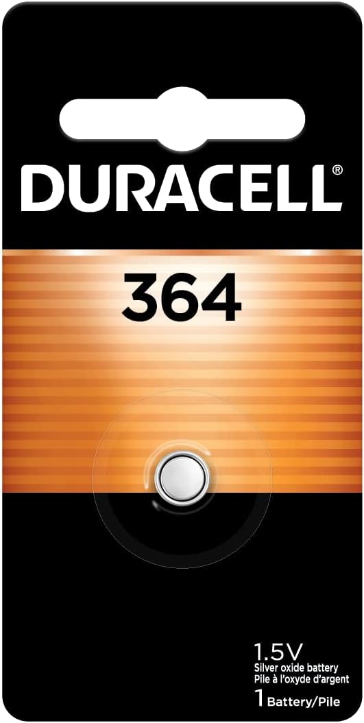 Duracell 364 Silver Oxide Button Battery, 1 Count Pack, 364 1.5 Volt Battery, Long-Lasting for Watches, Medical Devices, Calculators, and More