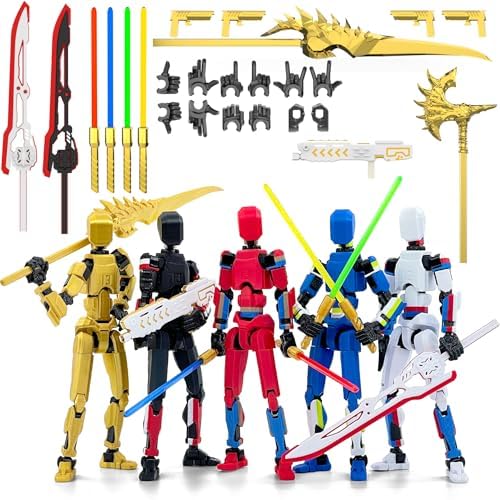 5-Pack Titan 13 Action Figure Already Assembled, Multi-Colored Titan 13 Action Figure Set with Laser Saber 3D Printed Dummy 13 Lucky Robo Dummy Nova 13 Action Figures, Figura de acción t13
