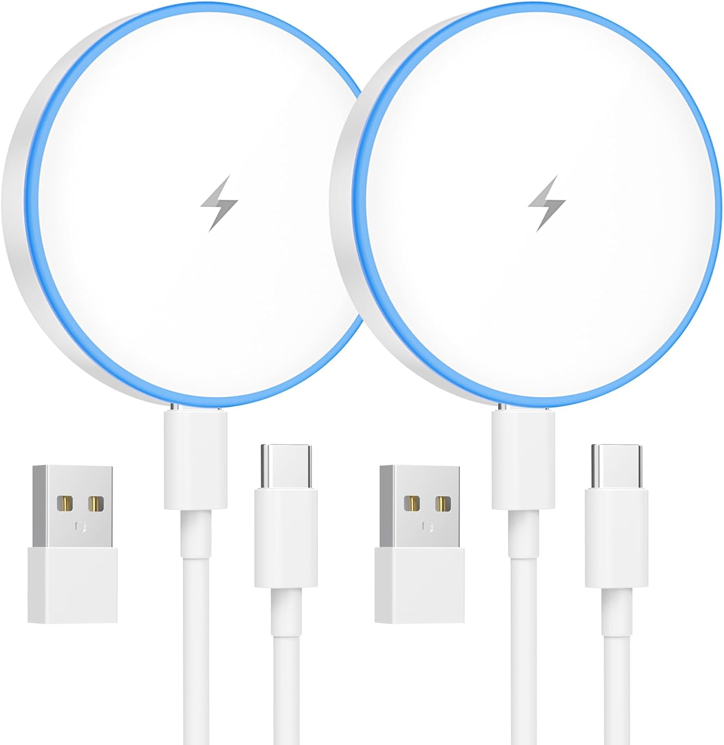 MagSafe Charger 2 Pack 15W Magnetic Wireless Charger Fast Charging Pad Compatible with iPhone 17\/16\/15\/14\/13\/12 Series &amp; AirPods 4\/3\/2\/Pro Magnetic MagSafe Charging Pad with Dual Ports
