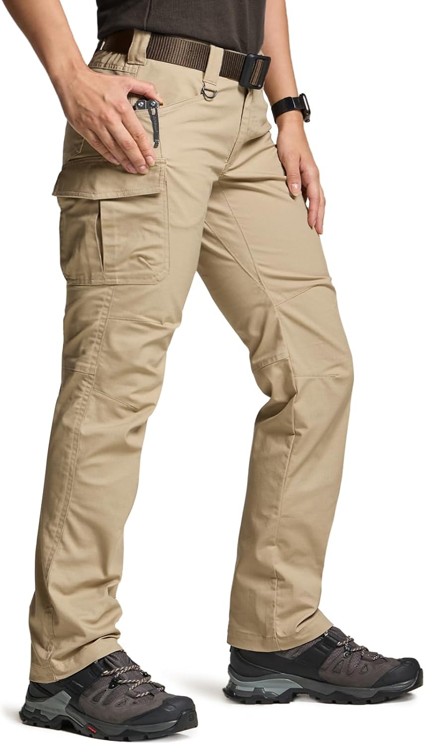 CQR Women's Flex Stretch Tactical Pants, Water Resistant Ripstop Cargo Work Pants with Pockets for Outdoor &amp; Hiking