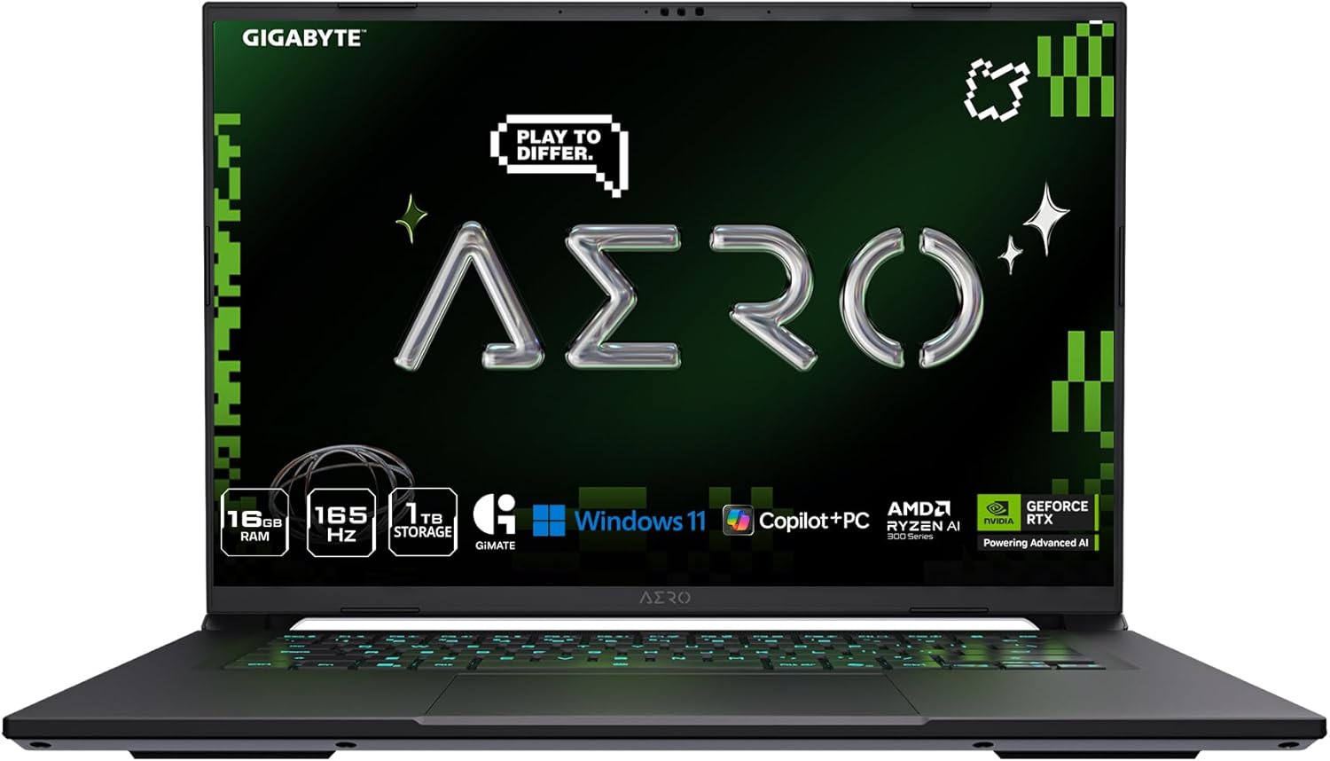 GIGABYTE AERO X16; Copilot+ PC - 165Hz 2560x1600 WQXGA - NVIDIA GeForce RTX 5060 - AMD Ryzen AI 7 350-1TB SSD with 16GB DDR5 RAM - Windows 11 Home - Space Gray