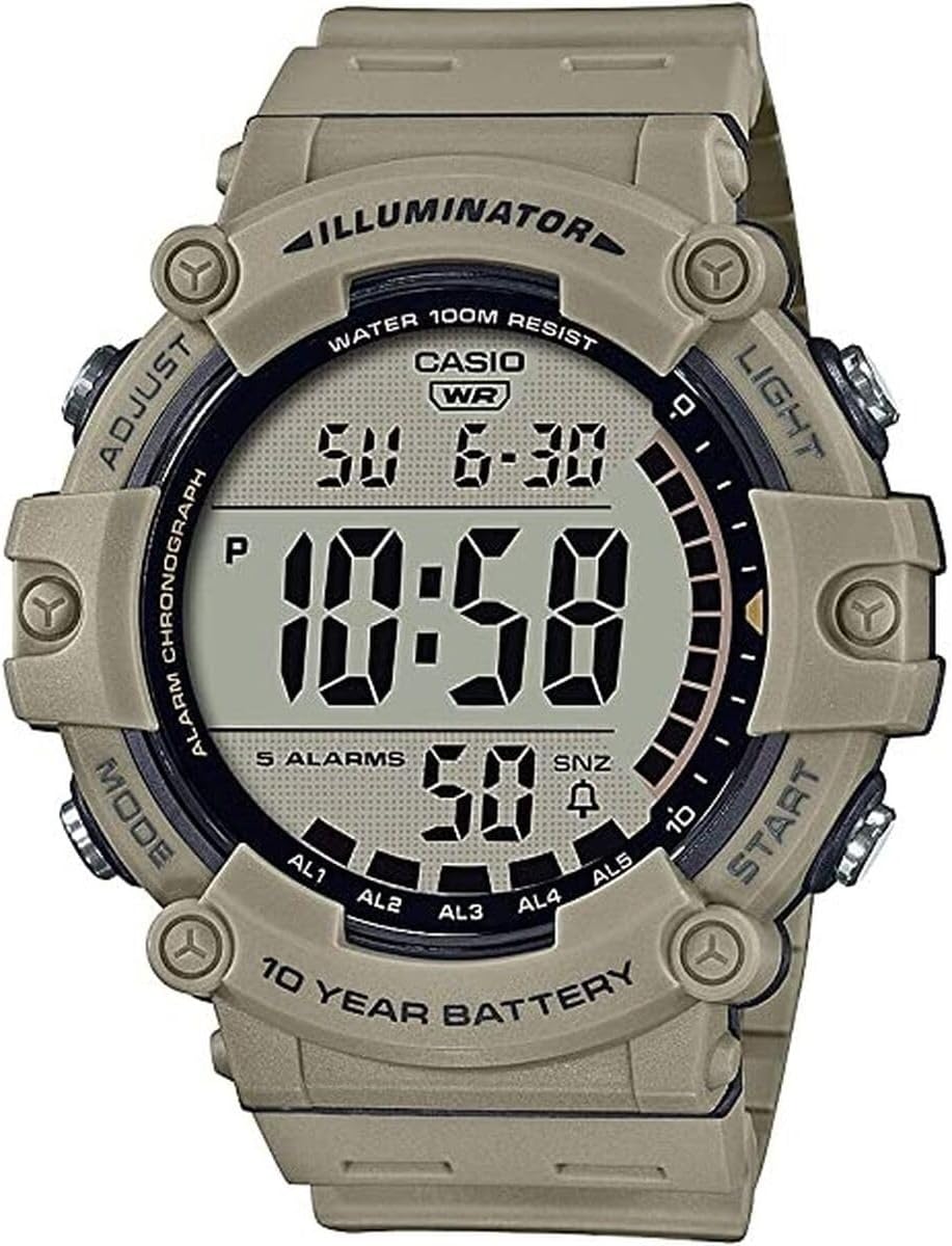 Casio Illuminator AE1500WH Series | 10-Year Battery | LED Backlight | 5-Alarms | 1\/100 Sec Stopwatch | Men's Digital Watch