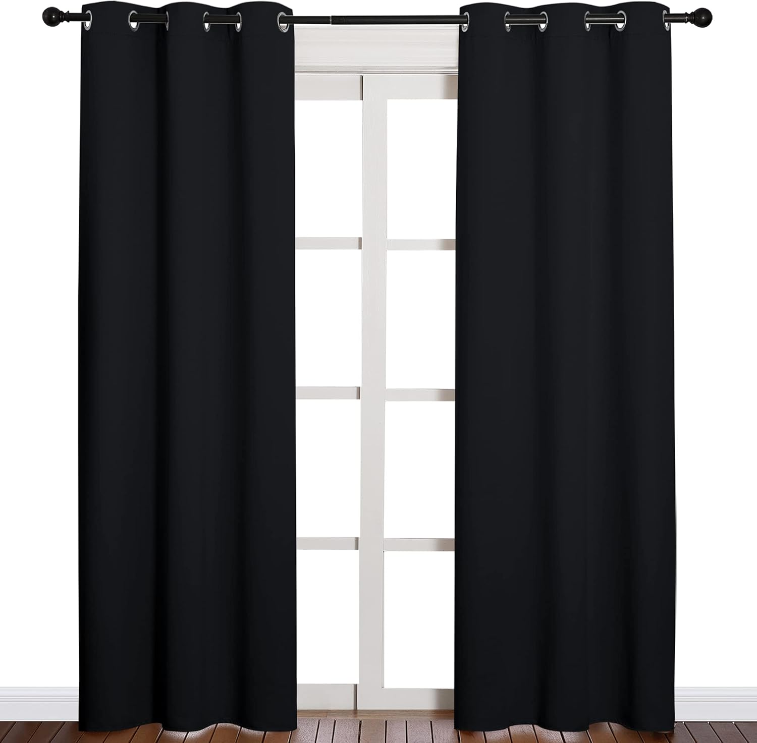 NICETOWN Thermal Insulated Black Blackout Curtains\/Drapes 84 inches Length 2 Panels Set for Living Room, 42 inches Wide, Privacy Sound Reducing Room Darkening Draperies Window Treatment