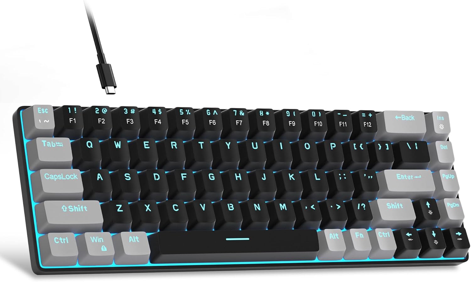 MageGee Portable 60% Mechanical Gaming Keyboard, MK-Box LED Backlit Compact 68 Keys Mini Wired Office Keyboard with Red Switch for Windows Laptop PC Mac - Black\/Grey