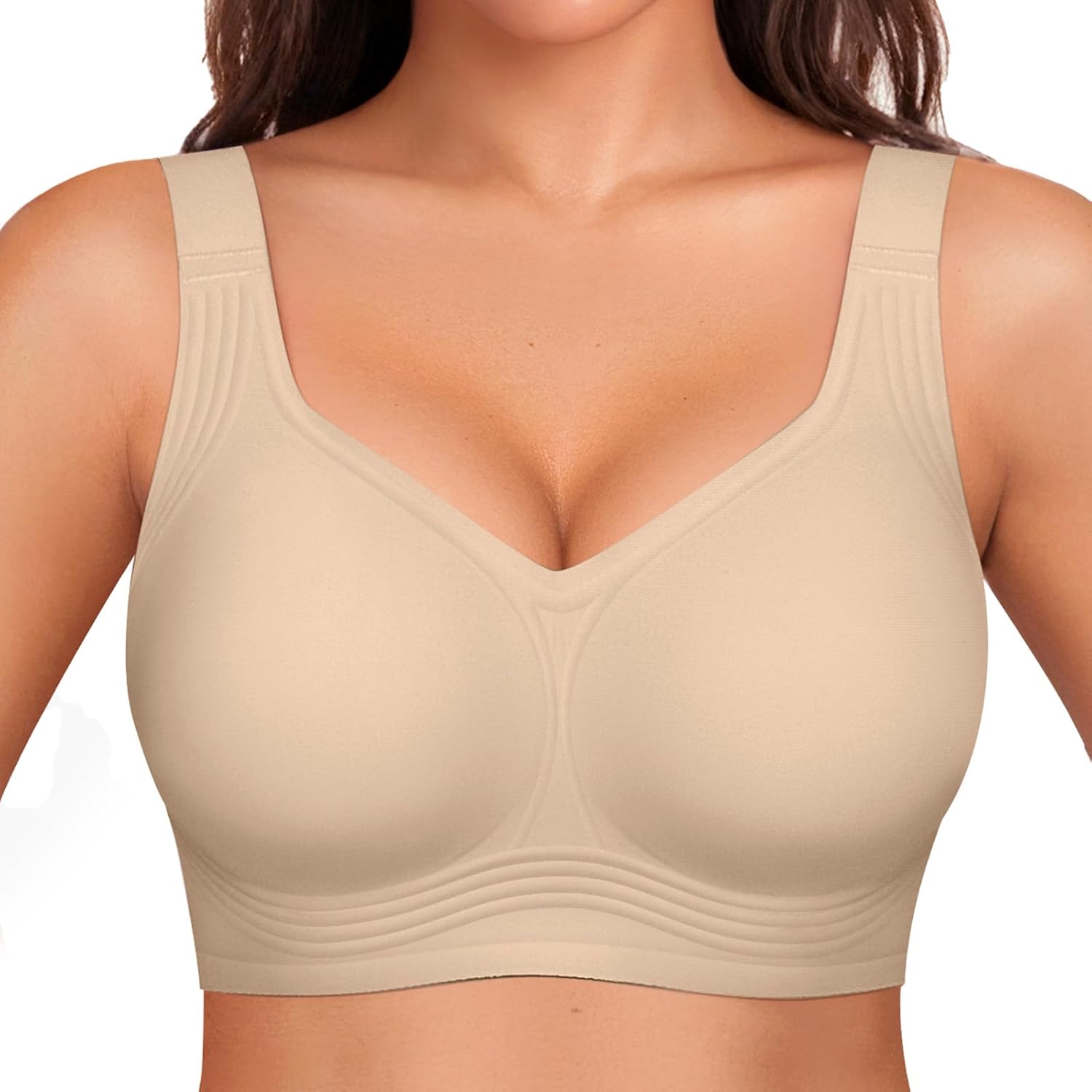 OEAK Womens Wireless Jelly Bra Plus Size Supportive Seamless Bras Full Coverage Push Up Comfortable No Underwire Tshirt Bras