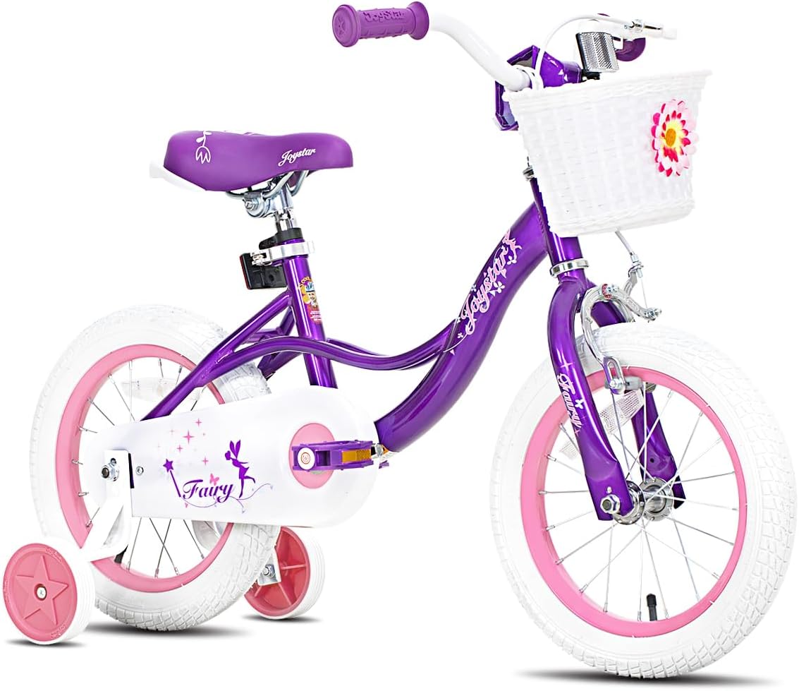 JOYSTAR Fairy Girls Bike for Toddlers and Kids Ages 2-8 Years Old, 12 14 16 18 Inch Kids Bike with Training Wheels, Handbrake and Basket, Toddler Girl Bike, Children Bicycle