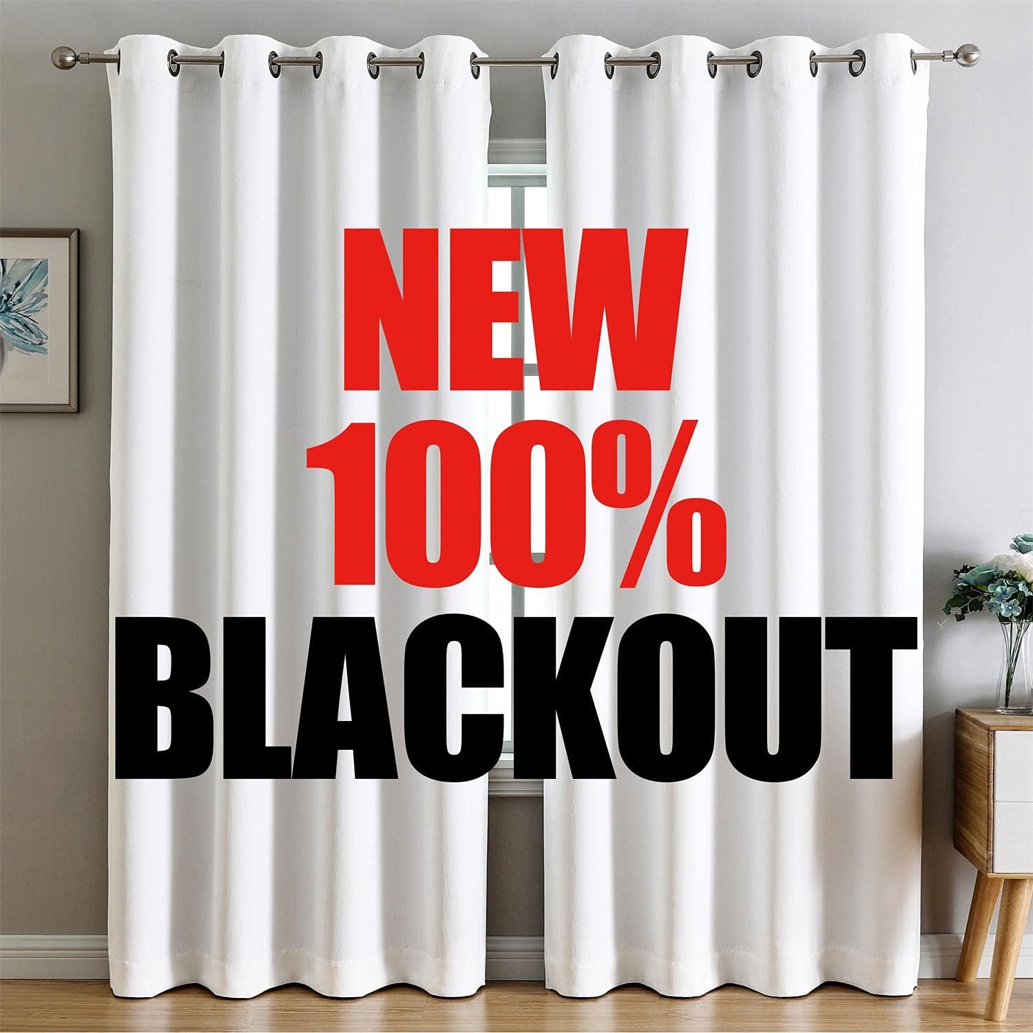 G2000 100% Blackout Curtains for Bedroom Living Room 84 Inches Long White Room Darkening Window Grommet Thermal Lined Insulated Light Blocking Noise Reducing 2 Panels Set