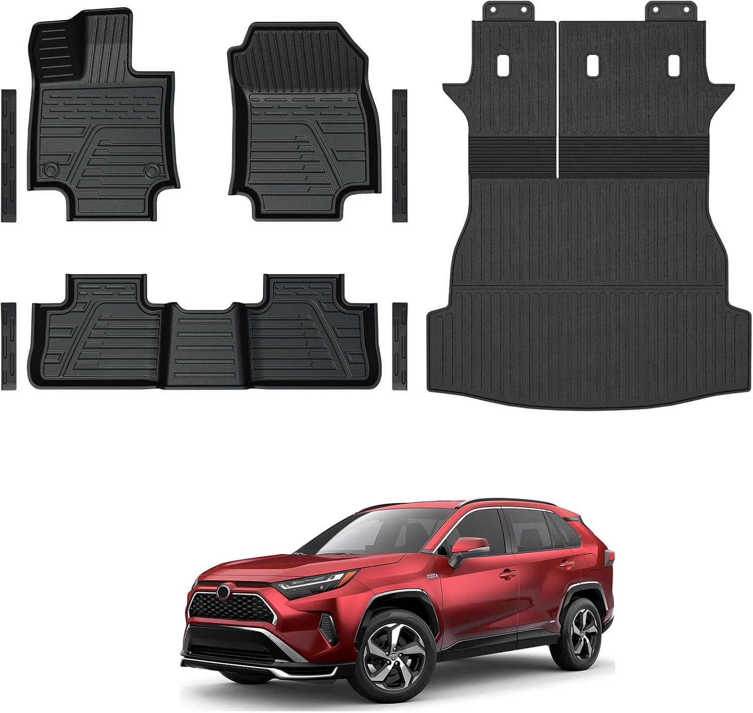 GALVAGNITE Floor Mats for Toyota RAV4 2019-2025, All Weather Floor Mats Trunk Cargo Liner with Backrest Protectors and Door Sill Guards Accessories, Full Coverage Set
