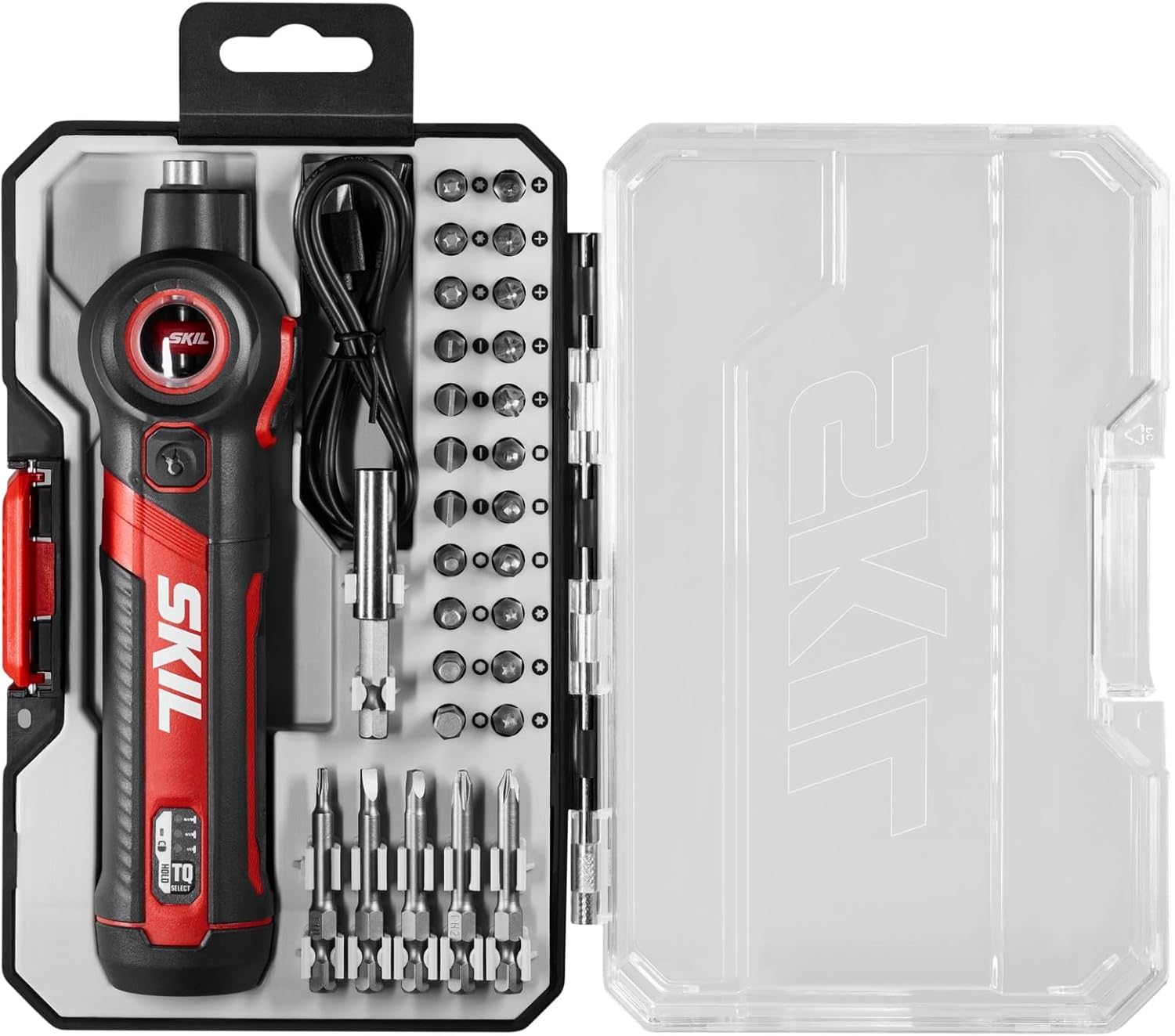SKIL Twist 2.0 Rechargeable 4V Screwdriver with Pivoting Head, Torque Setting, USB-C Charging Cable, 28 PC Bit Set &amp; Carrying Case- SD5619-02