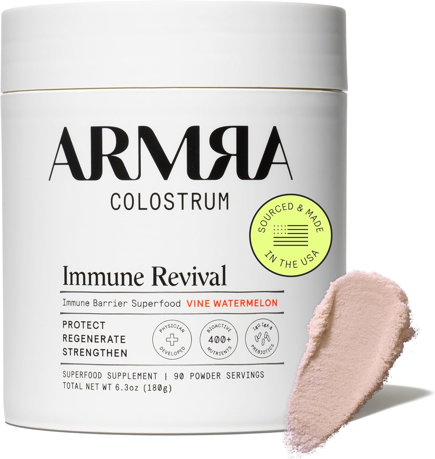 ARMRA Colostrum Powder | Vine Watermelon | Gut Health &amp; Bloating | Skin &amp; Hair | Immunity | Keto, Gluten &amp; Fat-Free | 90 Servings