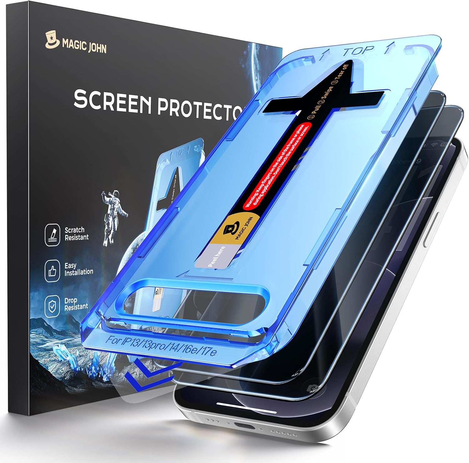 MAGIC JOHN 2 PACK for iPhone 17e Screen Protector, 28°Anti Spy, Fast Easy Installation, Anti-Scratch, Tempered Glass, Bubble Free