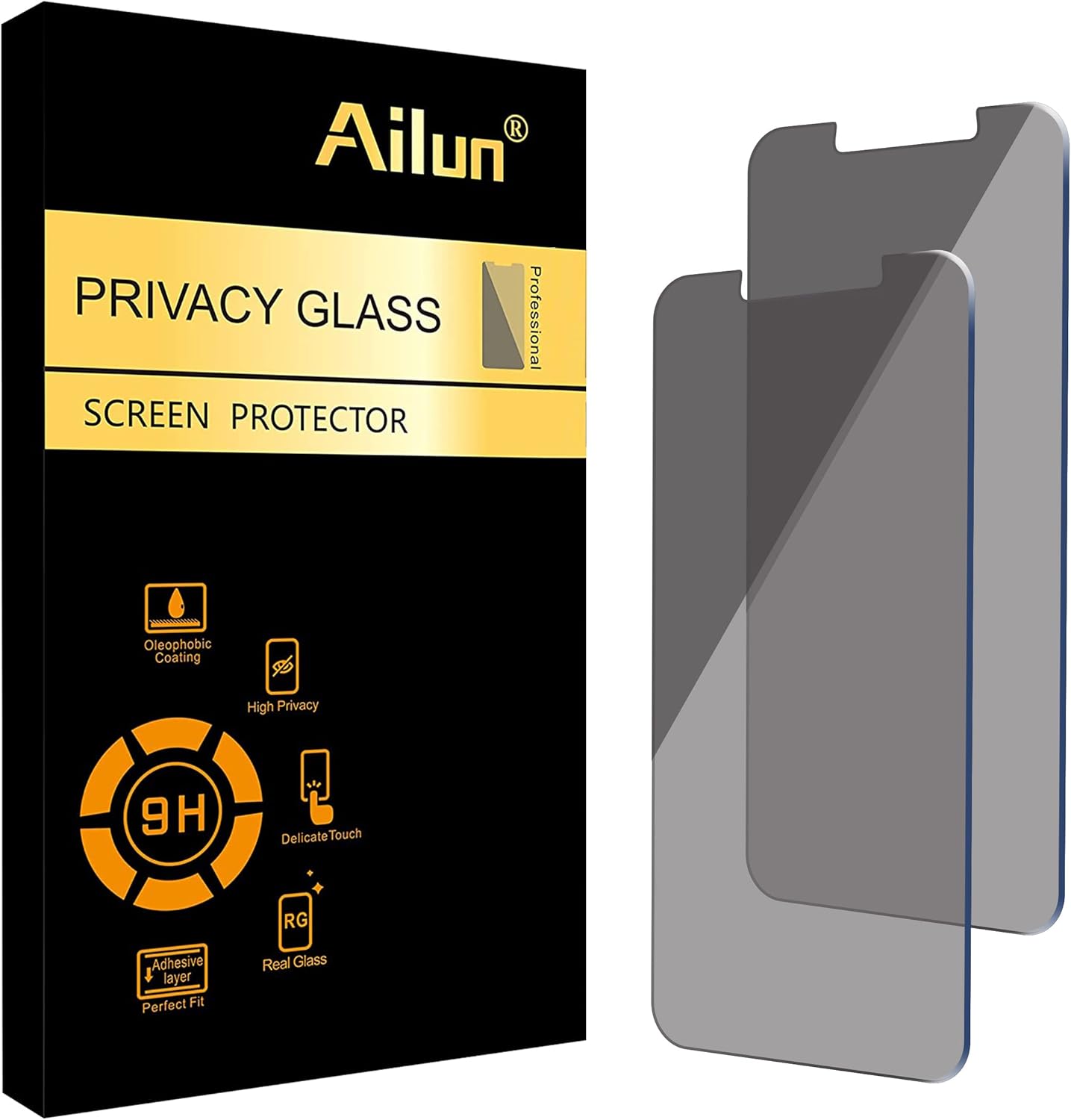 Ailun Privacy Screen Protector for iPhone 17e \/ iPhone 16e \/ iPhone 14 \/ iPhone 13 \/ iPhone 13 Pro [6.1 Inch] 2 Pack Anti Spy Private Tempered Glass Case Friendly [Not for iPhone 16 6.1 Inch]