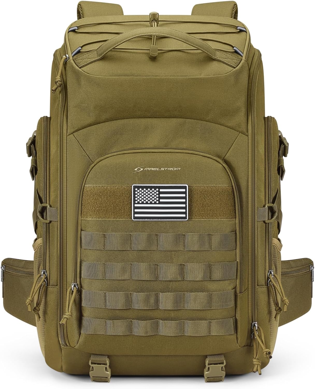 Maelstrom Tactical Backpack for Men, Water Resistant 40L Military Backpack, for Hiking, Camping, Gym with Molle System (Khaki)