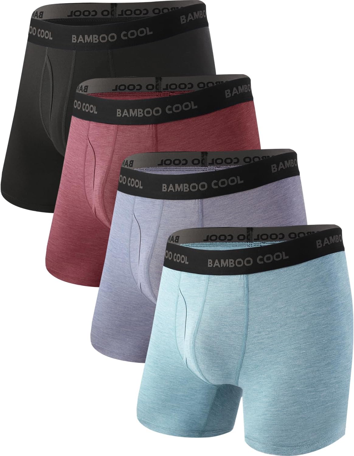 BAMBOO COOL Men's Ultra Breathable Underwear,No Riding Up Boxer Briefs with ComfortFlexible Waistband,Multipack