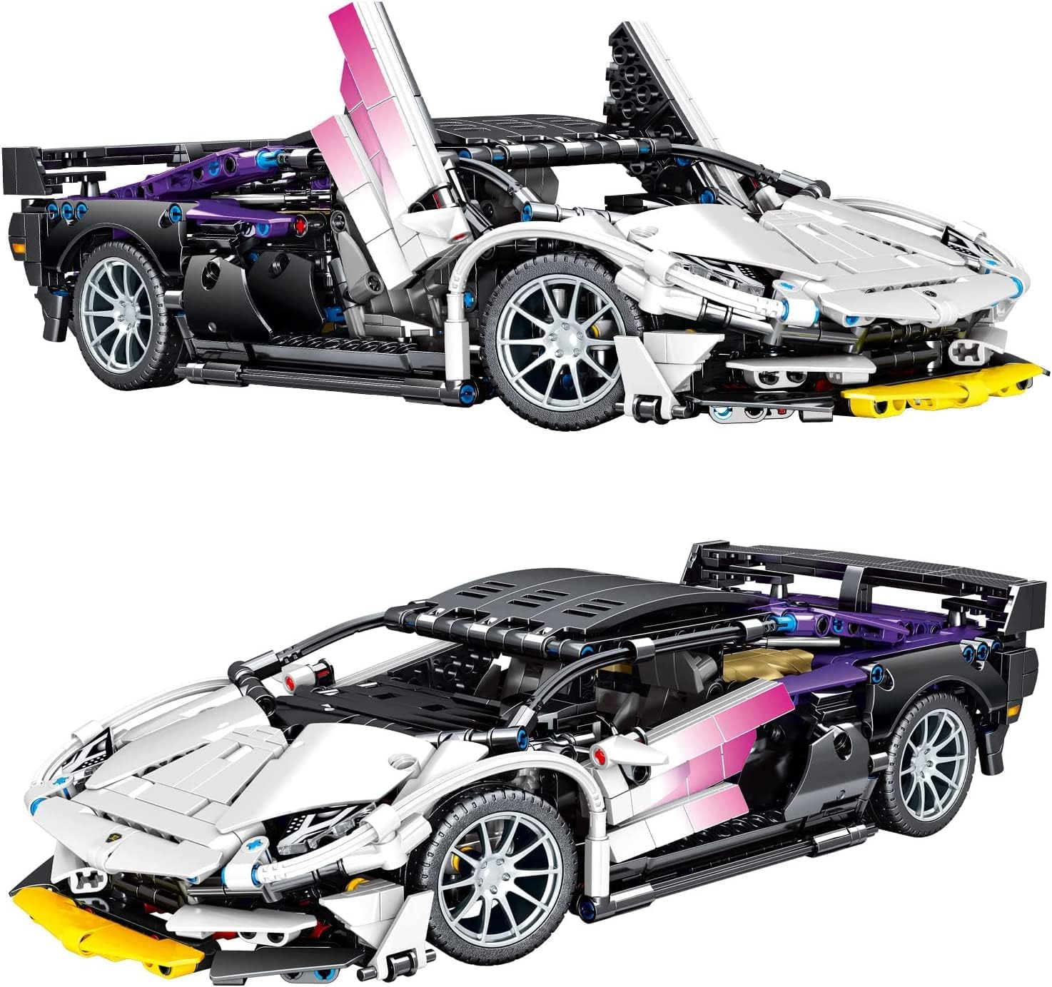 NEWRICE Super Sports Car Building Kit,1:14 Scale Model Building Blocks Toys,for 14+ Year Boys,Adult(1337Pieces)