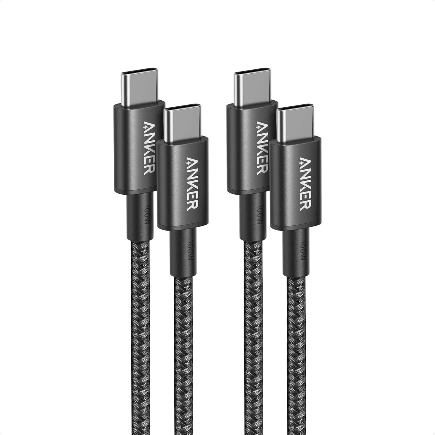Anker USB C to USB C Cable, 2-Pack 3.3 FT (1 m) Type C 100W Fast Charging Cable for iPhone 17 Series, MacBook Pro 2020, Pixel, and More (Black, Not for Video Output)