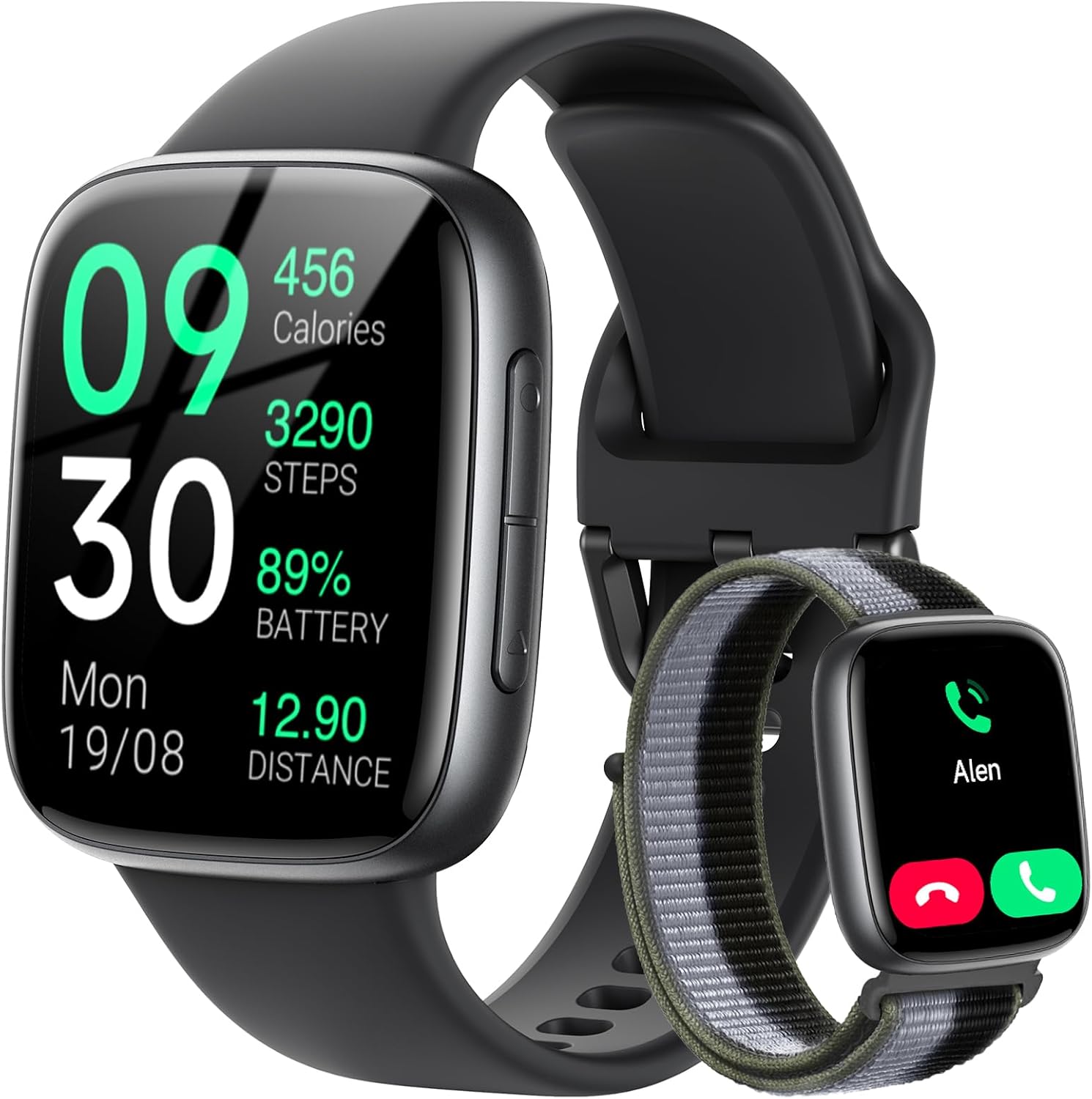 Fitpolo Smart Watch, 1.85" AMOLED Fitness Tracker with Bluetooth Call, Heart Rate\/Sleep\/SPO\u2082 Monitor, 100+ Sports Modes, 3ATM Waterproof Smartwatch for Android\/iPhone\/Samsung, Includes 2 