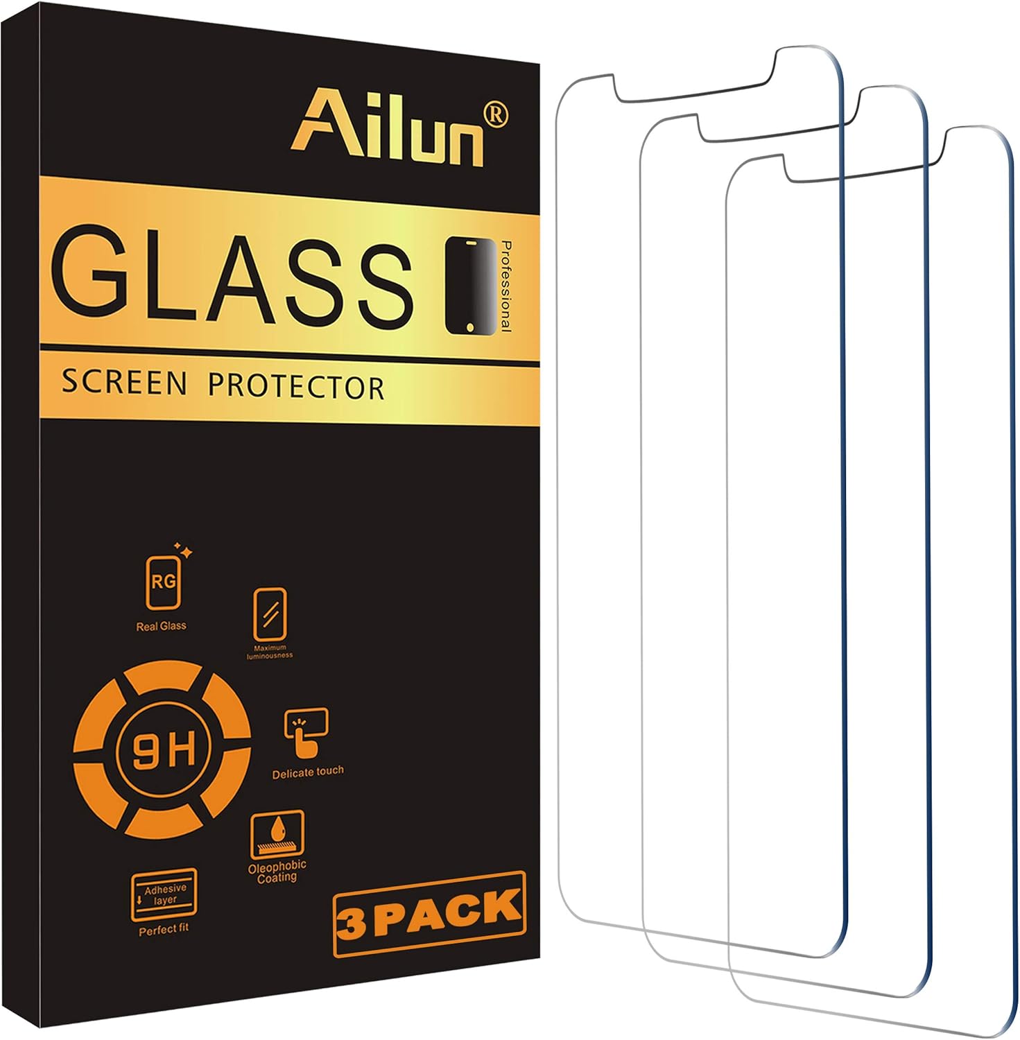 Ailun Screen Protector for iPhone 12 \/ iPhone 12 Pro 2020 6.1 Inch 3 Pack Case Friendly Tempered Glass