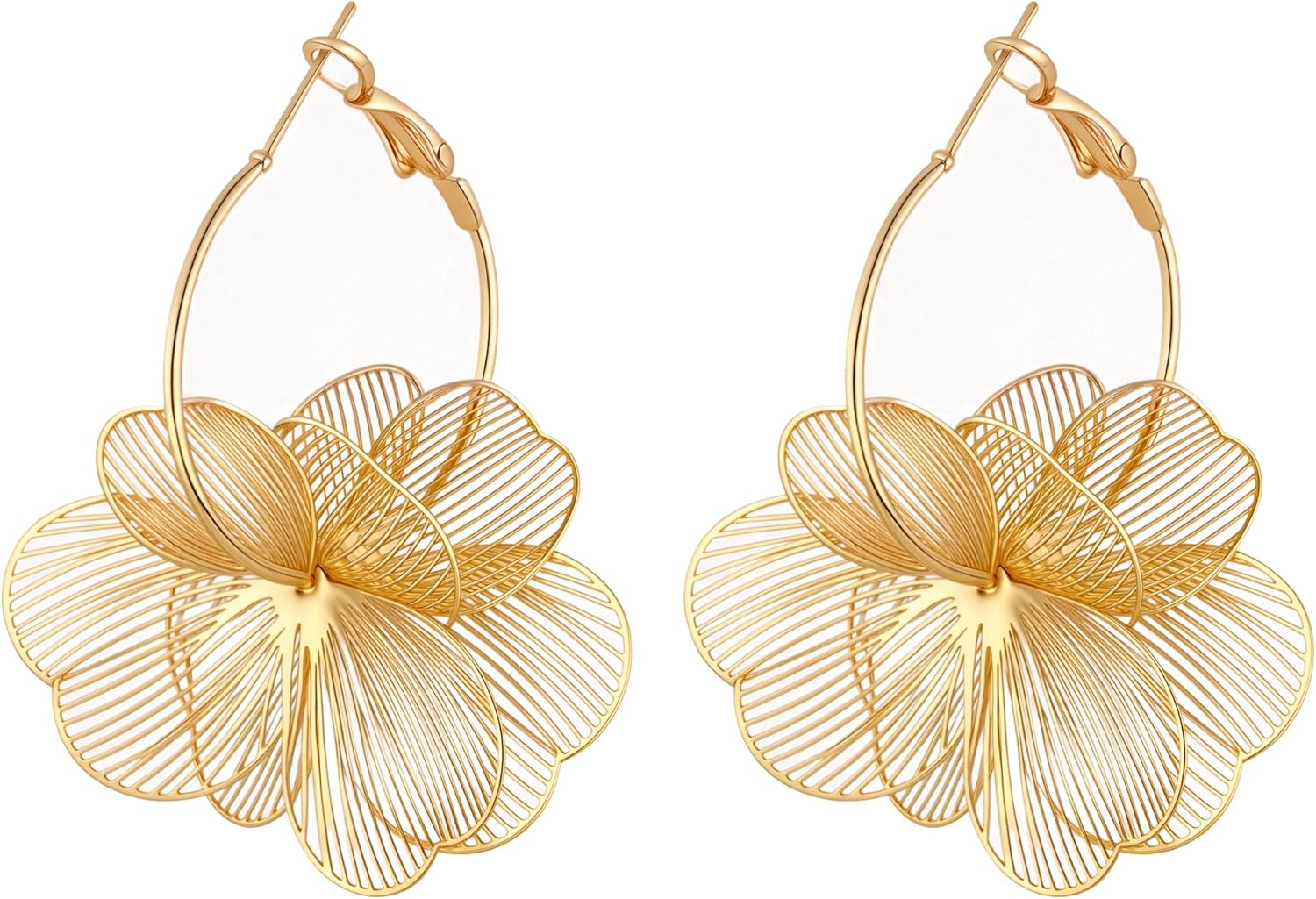 Dangle Flower Earrings for Women Statement Trendy Hoop Earring Floral Drop Earrings Jewelry