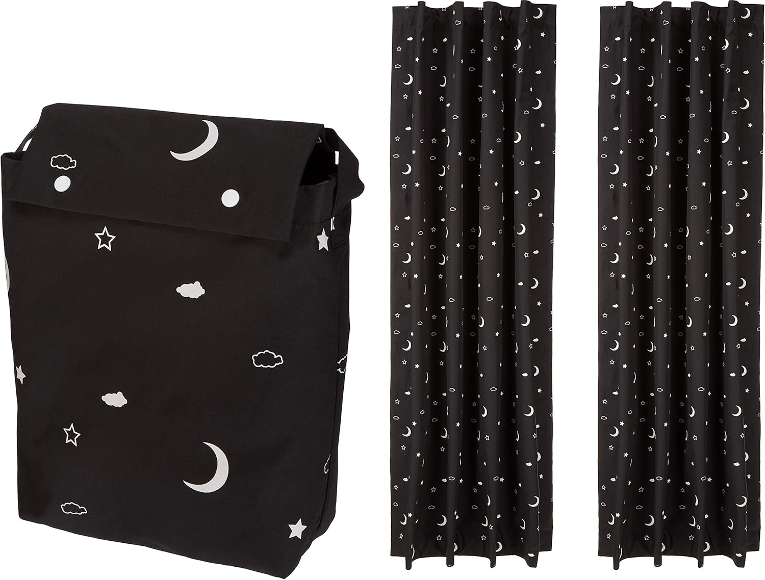 Amazon Basics Portable Blackout Curtain Shade with Suction Cups, 50" W x 78"L, 2-Pack, Moon and Stars